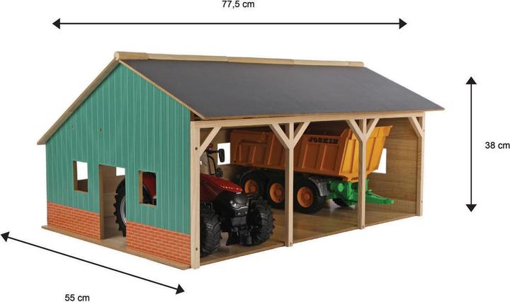 Produktbild Kids Globe Farming Agricultural Shed Wood für 3 Traktoren