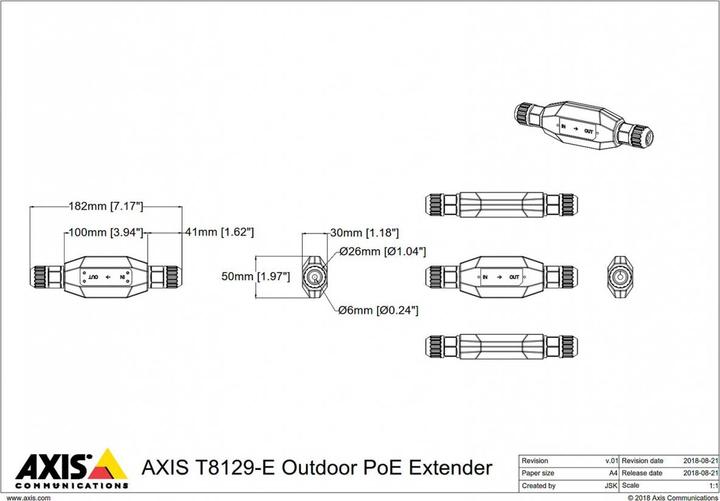 Actual product image Axis T8129 PoE Extender (Network Video Recorder (NVR))