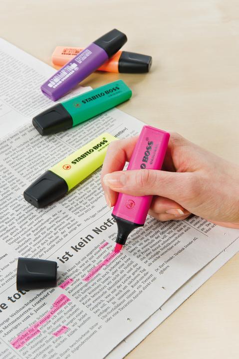 Produktbild STABILO BOSS ORIGINAL Textmarker (Pink, Gelb, Grün, Orange, 5 mm, 4 x)