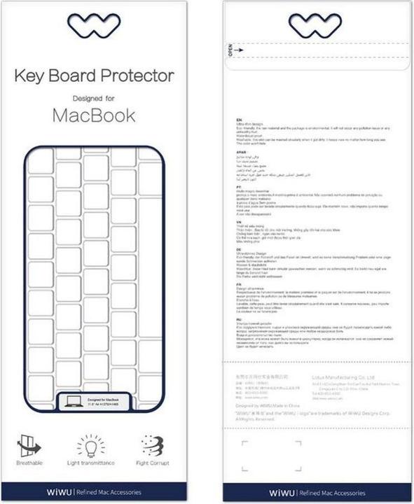 Actual product image Wiwu MacBook Pro 13 inch/16 inch Touch Keyboard Protector TPU Transparent