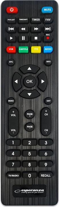 Actual product image Esperanza EV107R TV Set-Top-Box Kabel Schwarz (DVB-T2)