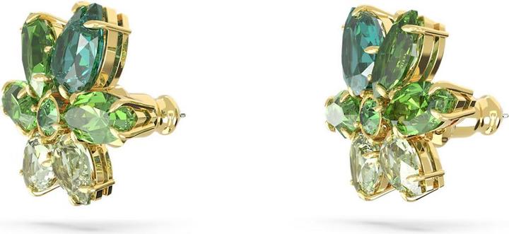 Actual product image Swarovski Gema Stud Earrings Various Cuts Flower Green Gold (Swarovski Metal)