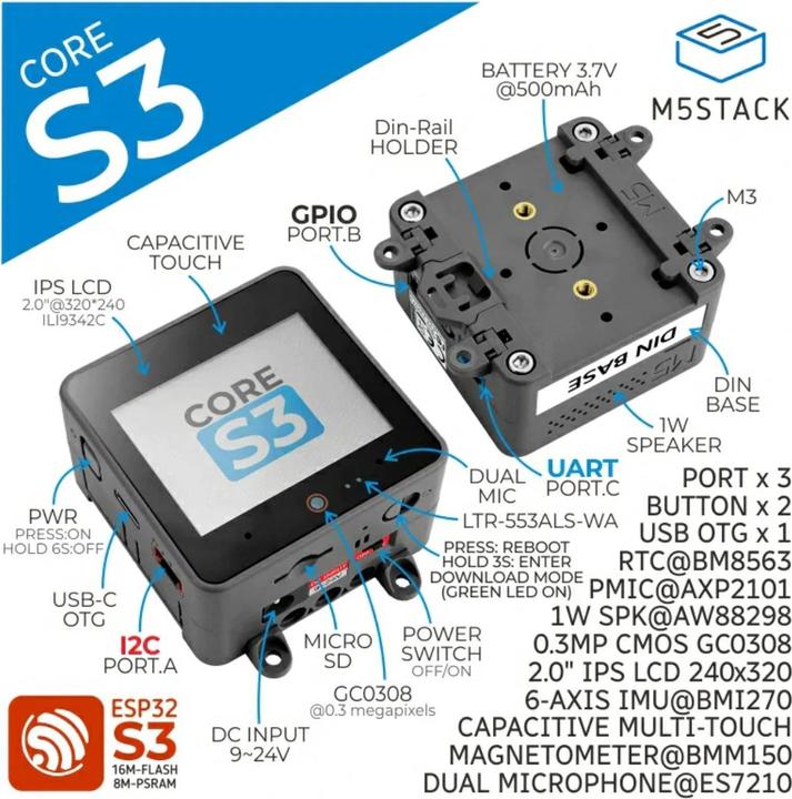 Actual product image M5Stack CoreS3 ESP32S3 loT Development Kit