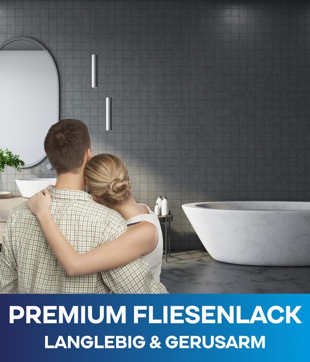 Produktbild Plid Fliesenlack 2,25l Anthrazit glänzend, für ca. 23m² / Fliesenfarbe Lack Küche/Bad (Anthrazitgrau, 2.25 l)