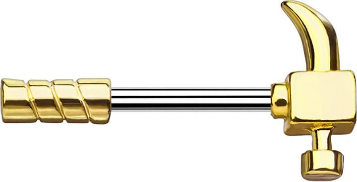 Image du produit Star Piercing Barbell Stab Hammer vergoldet (Laiton, Acier chirurgical 316L)