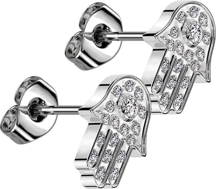 Produktbild Star Piercing Threadless Ohrstecker silber Hamsa silber Kristalle silber (Titan G23, ohne Messing)
