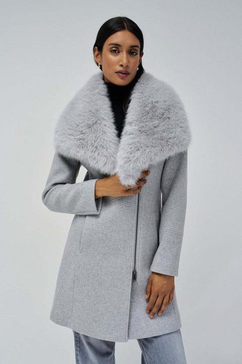 Produktbild Salsa Jeans Wool Coat With Fur Collar (M)