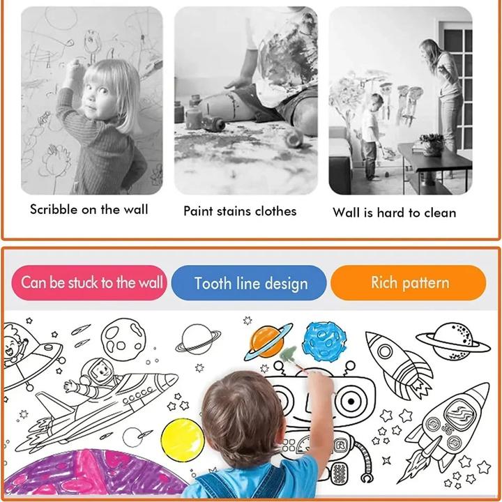 Immagine prodotto Activity Board Rotolo da disegno per bambini carta adesiva per riempire i graffiti rotolo di carta da colorare per
