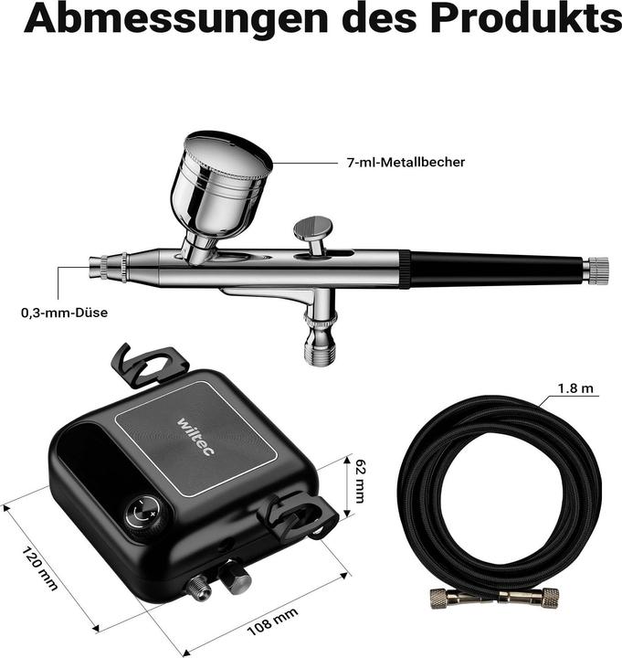 Actual product image Wiltec Compressor accessories set 2.8 bar airbrush set 12V compressed air air brush