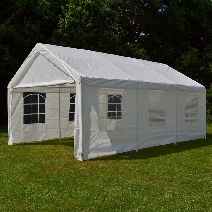 Produktbild VCM Hochwertiges Festzelt Partyzelt Bierzelt Gartenzelt Pavillon weiss 4x6 m PE Stahl (600 cm, 600 cm)