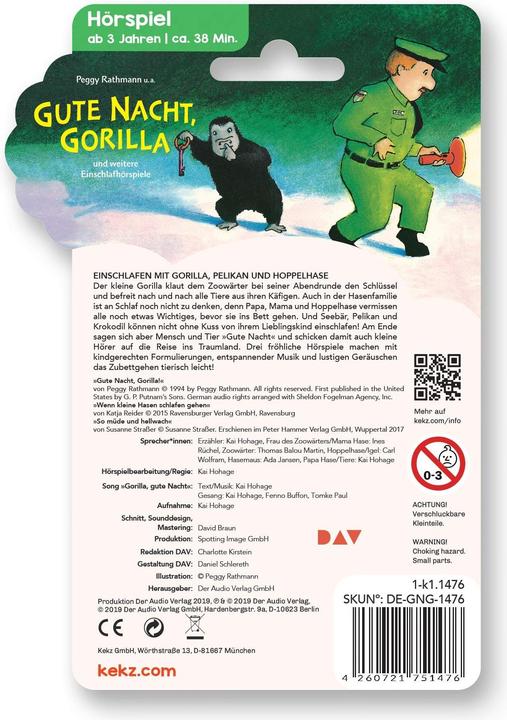 Produktbild Kekz Gute Nacht, Gorilla, 1 Audio-Chip (Deutsch)