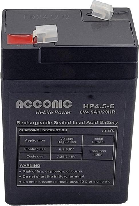 Actual product image Acconic HP4.5-6 Hi-Life Power AGM 6V 4.5Ah USV-Batterie (6 V, 4.50 Ah)