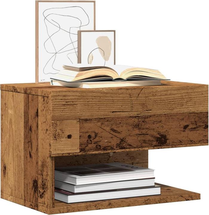 Produktbild VidaXL Wand Nachttisch Nachtschrank Nachtkommode Hängend 2 Stk. Altholz-Optik (46 x 29.5 x 30 cm)