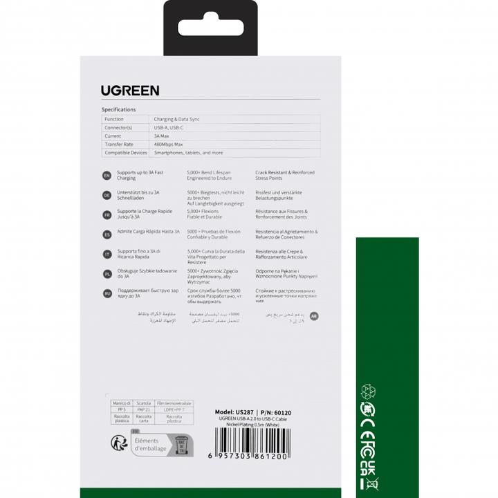 Actual product image Ugreen USB-C to USB-A 2.0 Cable (0.50 m, USB 3.0)