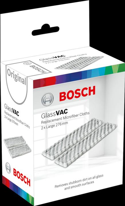 Actual product image Bosch Home & Garden Long replacement microfibre cloths for GlassVAC