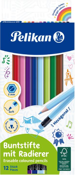 Immagine prodotto Pelikan Matite colorate con gomma (Multicolore, 12 x)