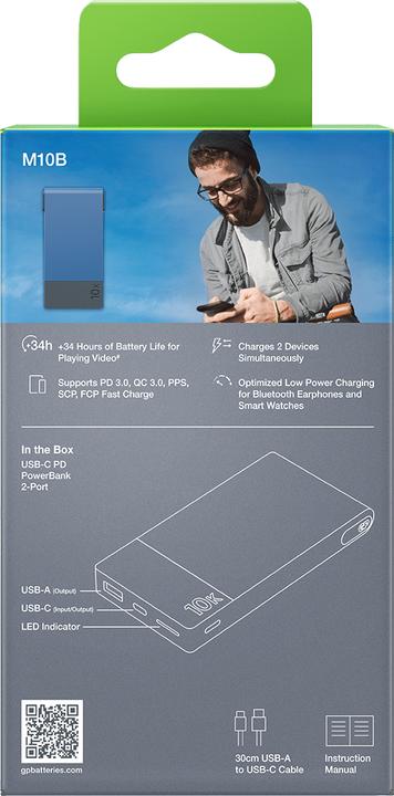 Image du produit GP Batteries GP M2 Series PowerBank (10000 mAh, 22.50 W, 22.50 Wh)