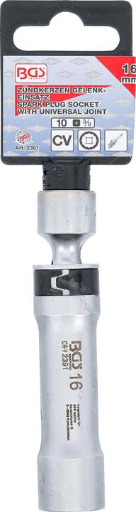Immagine prodotto BGS Zündkerzen-Gelenkeinsatz Zwölfkant mit Haltefeder Antrieb Innenvierkant 10 mm (3/8") SW 16 mm