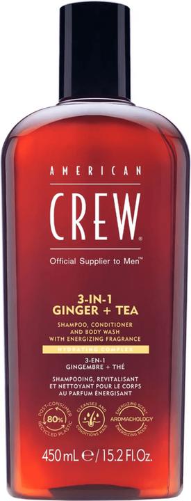 American Crew 3-in-1 Ginger & Tea Shampoo, Conditioner & Body Wash (450 ml, Liquid shampoo)