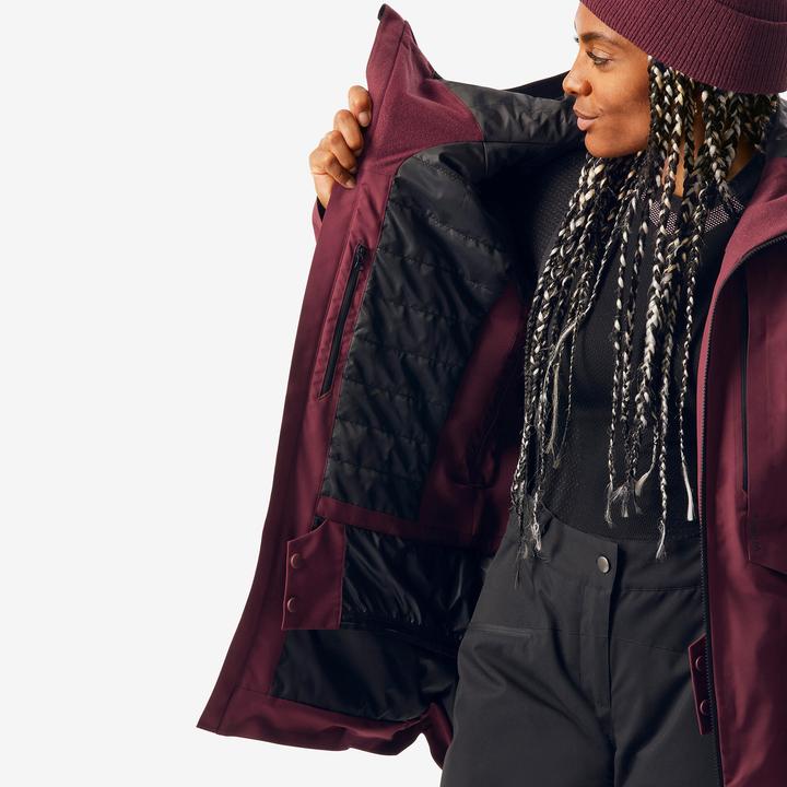 Actual product image Wedze Women's ski jacket versatile and warm - FR100 bordeaux red/black (XL)