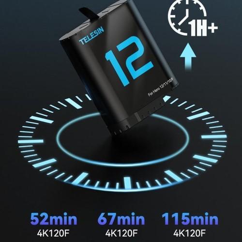 Image du produit Telesin batterie(double arc) pour GoPro Hero12/11/ 10/9 (GoPro Hero 12, GoPro Hero 9, GoPro Hero 10, GoPro Hero 11)