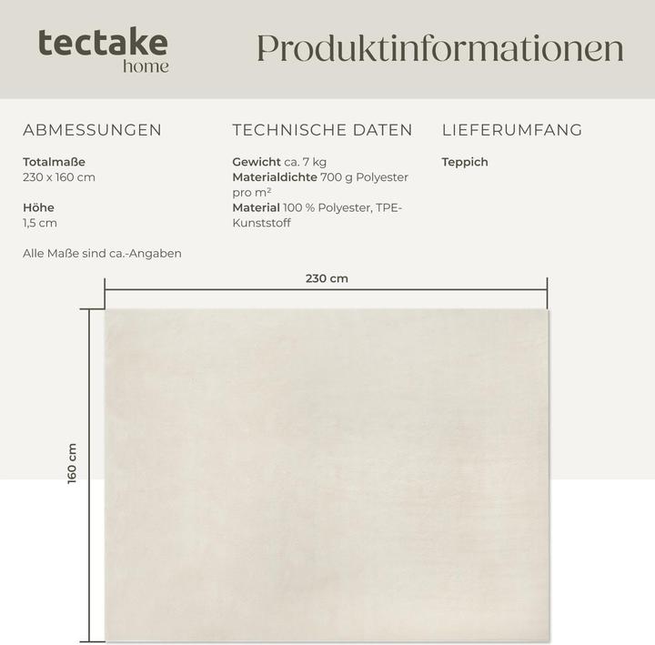 Immagine prodotto tectake Tappeto a pelo corto Soft Zone (160 x 230 cm)