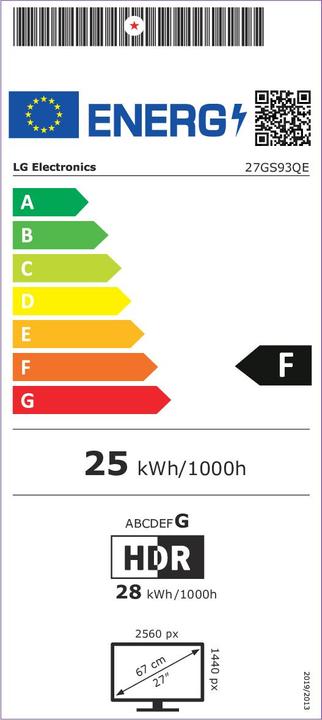 Energie-Label LG 27GS93QE-B (2560 x 1440 Pixel, 26.50")