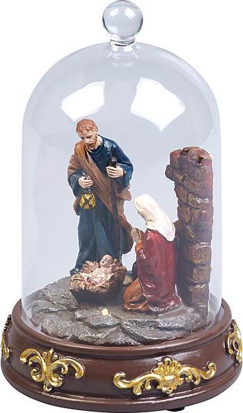 Actual product image Lunartec Christmas crib with glass bell and LED lighting