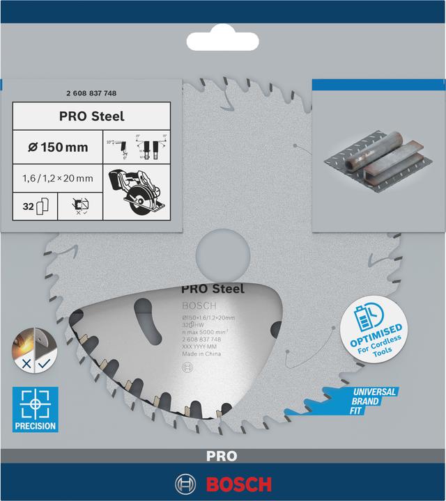 Produktbild Bosch Professional Zubehör PRO Steel cordless Kreissägeblatt, 150 x 1,6 x 20 mm