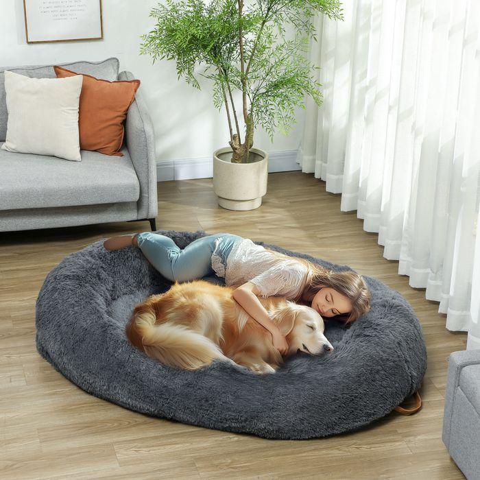 Immagine prodotto Swisshandel24 Hundebett für Menschen Waschbar Katzenbett mit 10cm Eier-Schaumstoffunterlage (Cane)