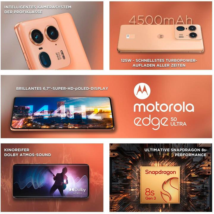 Produktbild Motorola Edge 50 Ultra (1000 GB, Peach Fuzz, 6.67", Dual SIM, 64 Mpx, 5G)