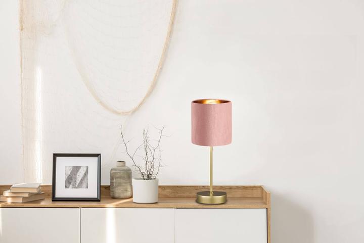Actual product image Fischer & Honsel Honsel Aura table lamp E14 fabric shade rosé velvet, gold-coloured gold 50493