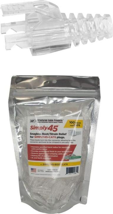 SCP SIMPLY45-BOOT-CAT6 - Snagless Boot/Strain relief for Simply45-CAT6 Plugs Translucent 100 Pcs (Gehäuse)