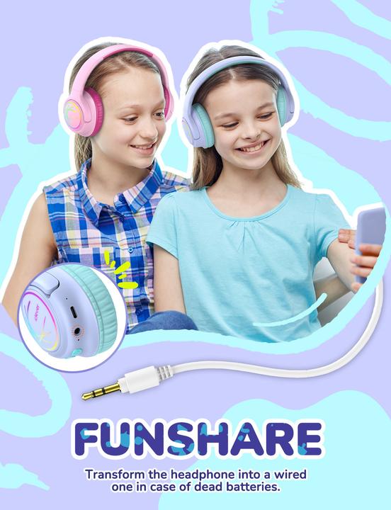 Produktbild Iclever Headphone Kids BT & Cable LED