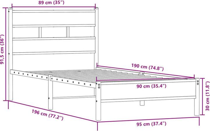Image du produit VidaXL Cadre de lit Lit simple sans matelas 90x190 cm bois composite (90 x 190 cm)