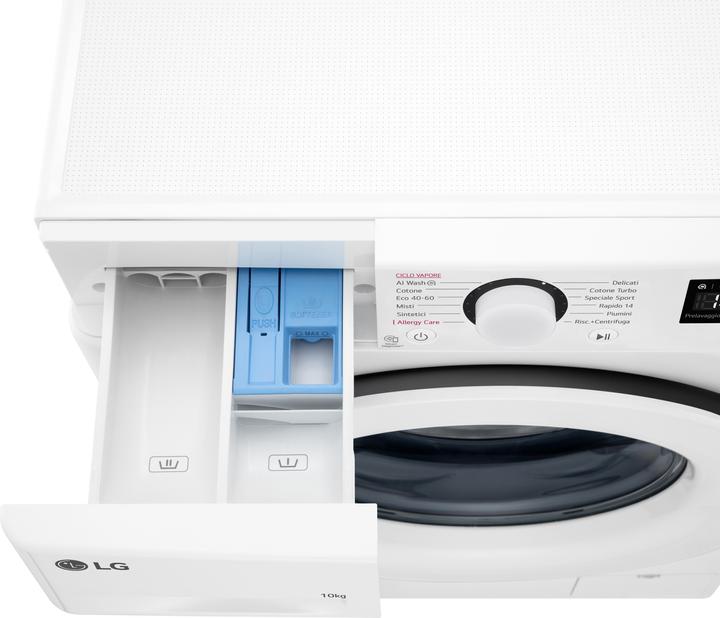 Image du produit LG F4R3010NSWW Lave-linge 10kg AI DD, Classe A-10%, 1400 tr/min, Lavage vapeur (10 kg, Gauche)
