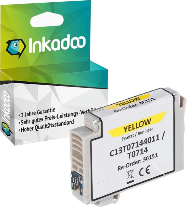 Image du produit Inkadoo Cartouches d'impression compatibles avec Epson C13T07144011 / T0714 Cartouche d'encre, jaune Jaune (Y)