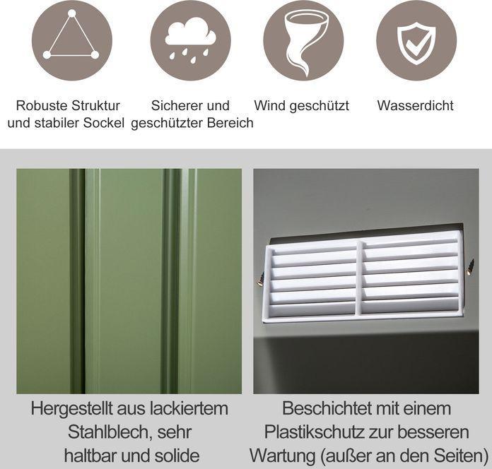 Image du produit Swisshandel24 Abri de jardin en métal avec fondations Vert clair 277 x 195 x 192 cm