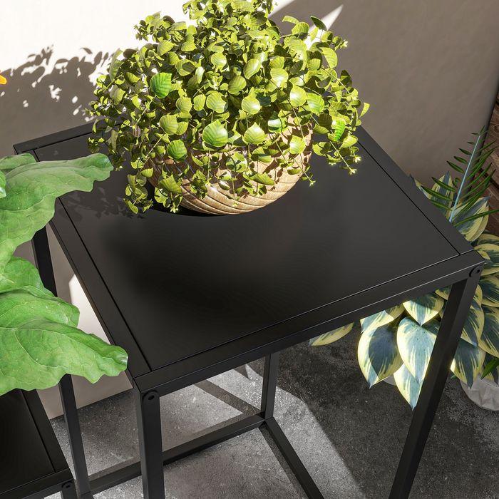 Produktbild Swisshandel24 2er-Set Pflanzenständer, Pflanzenhocker mit Stahlbeine, Skandinavischem Design, Blumenständer, Schwa