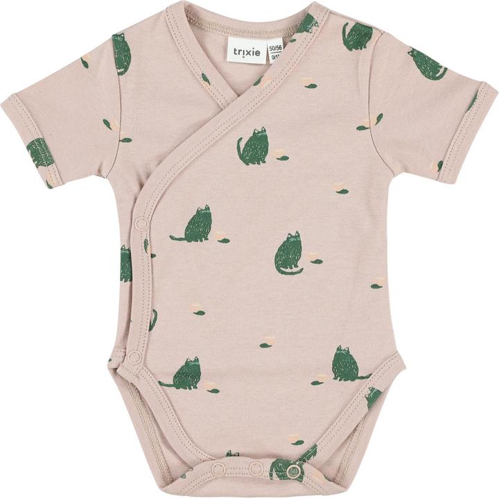 Actual product image Trixie Baby Baby wrap bodysuit, organic cotton, short sleeves, Cuddly Cat (62)
