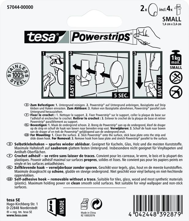 Produktbild tesa Powerstrips Haken SMALL Metall rund