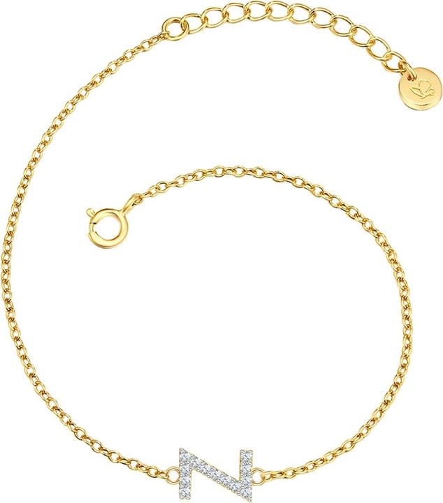 Immagine prodotto Glanzstücke München Lettera Z da donna in argento sterling con zirconia cubica in oro giallo 17,0 cm di lunghezza base (17 cm, Argento)
