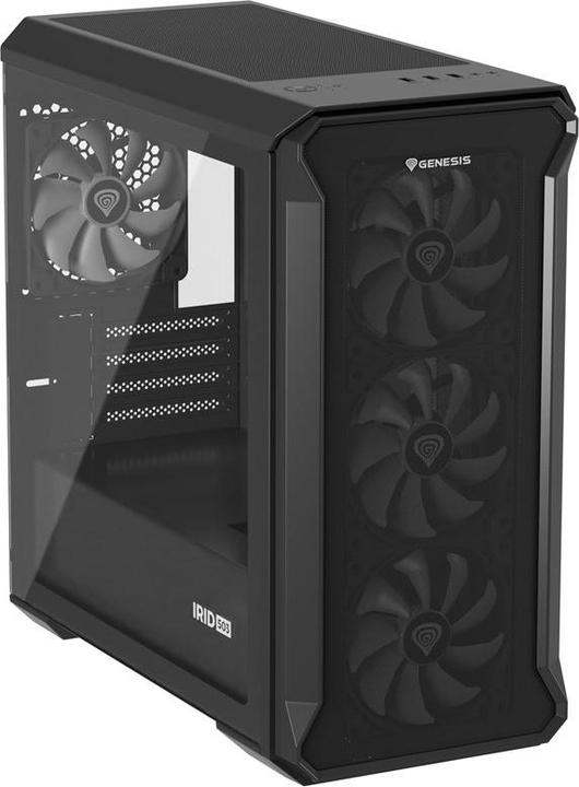 Actual product image Genesis IRID 503 ARGB PC case, Micro Tower, 2xUSB 2.0, 2x jack, 1xUSB 3.0, black (Mini-ITX)
