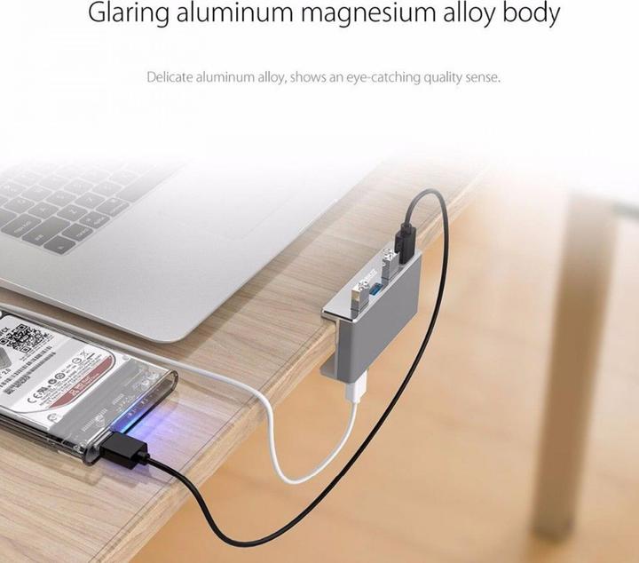 Actual product image Allnet USB 3.0 4 Port Clip Hub (USB-C, 4 Ports)