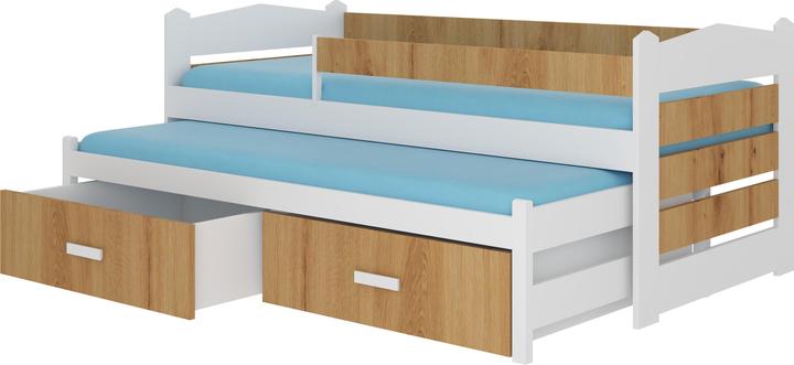 Produktbild ADRK Furniture Doppelbett mit Geländer und Matratzen TIARRO 180x80 (180 x 80 cm)