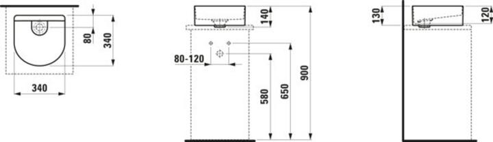 Produktbild Laufen Sonar Waschtisch-Schale, ohne Hahnloch, ohne Überlauf, 340x340mm, inkl. Keramikabdeckung fü (450 mm, 167 mm)
