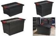 OKT Storage box "Box Solido", 24 litres, graphite/red with lid, lid with sliding lock (24 l)