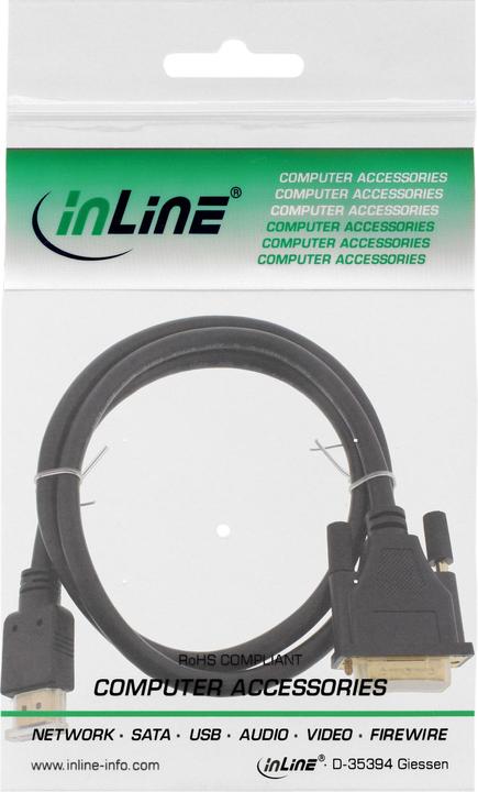 Image du produit InLine Câble HDMI-DVI Câble HDMI St vers DVI 18+1 St contacts dorés 15m (15 m, HDMI)