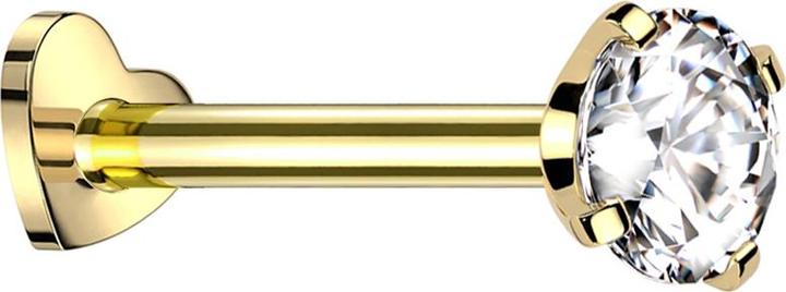 Star Piercing Micro Labret Herz Innengewinde vergoldet Kristall silber gefasst (ohne Messing, Titan G23)