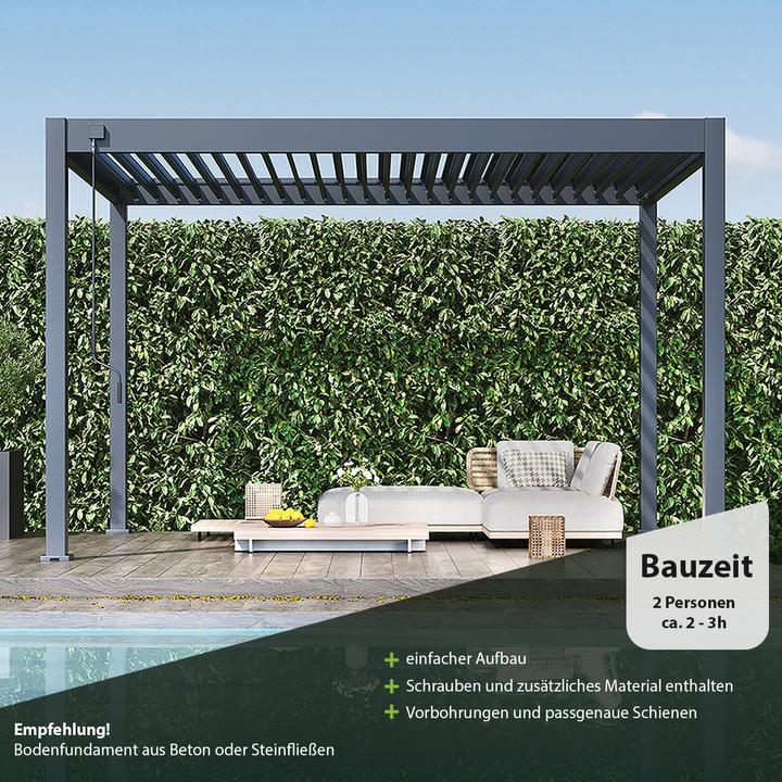 Produktbild Weide Classic | Aluminium Pavillon | 3 x 4 M | Lamellendach anthrazit | Pergola freistehend (300 cm, 225 cm)